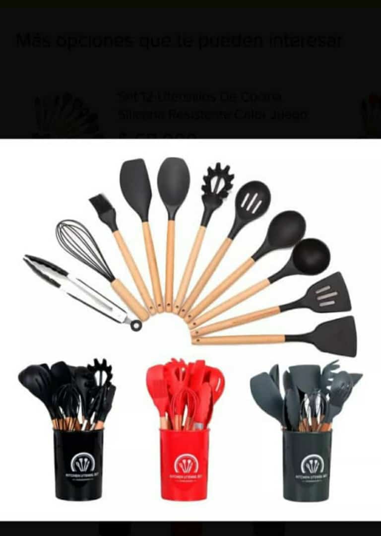 Set 12 Utensilios De Cocina Silicona